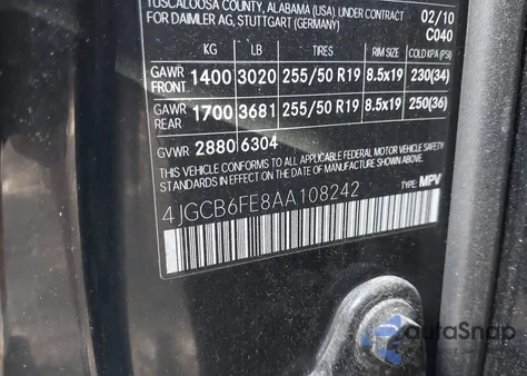 2010 Mercedes-Benz R 350 4Matic из США, поврежденный, VIN 4JGCB6FE8AA108242